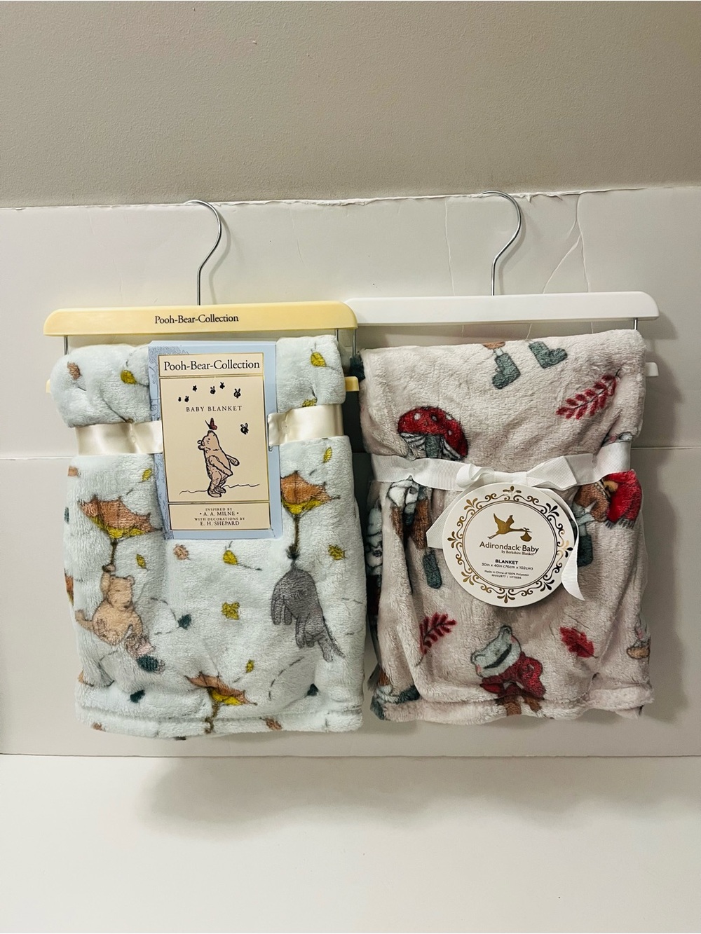 Adirondack Baby by Berkshire & Pooh Bear Lot of 2 Baby Blankets Frog Umbrella
